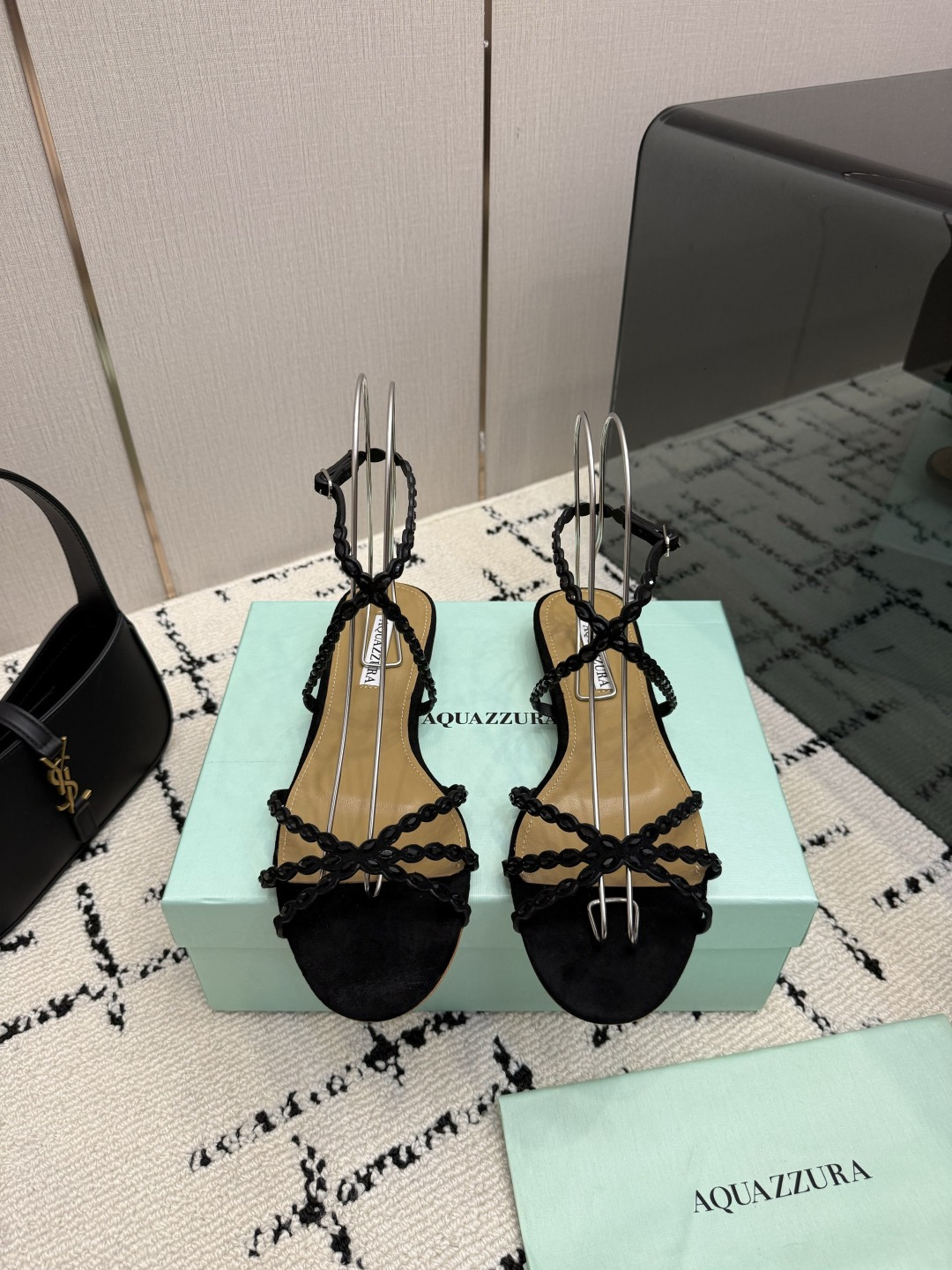 Aquazzura Black Strappy Sandals