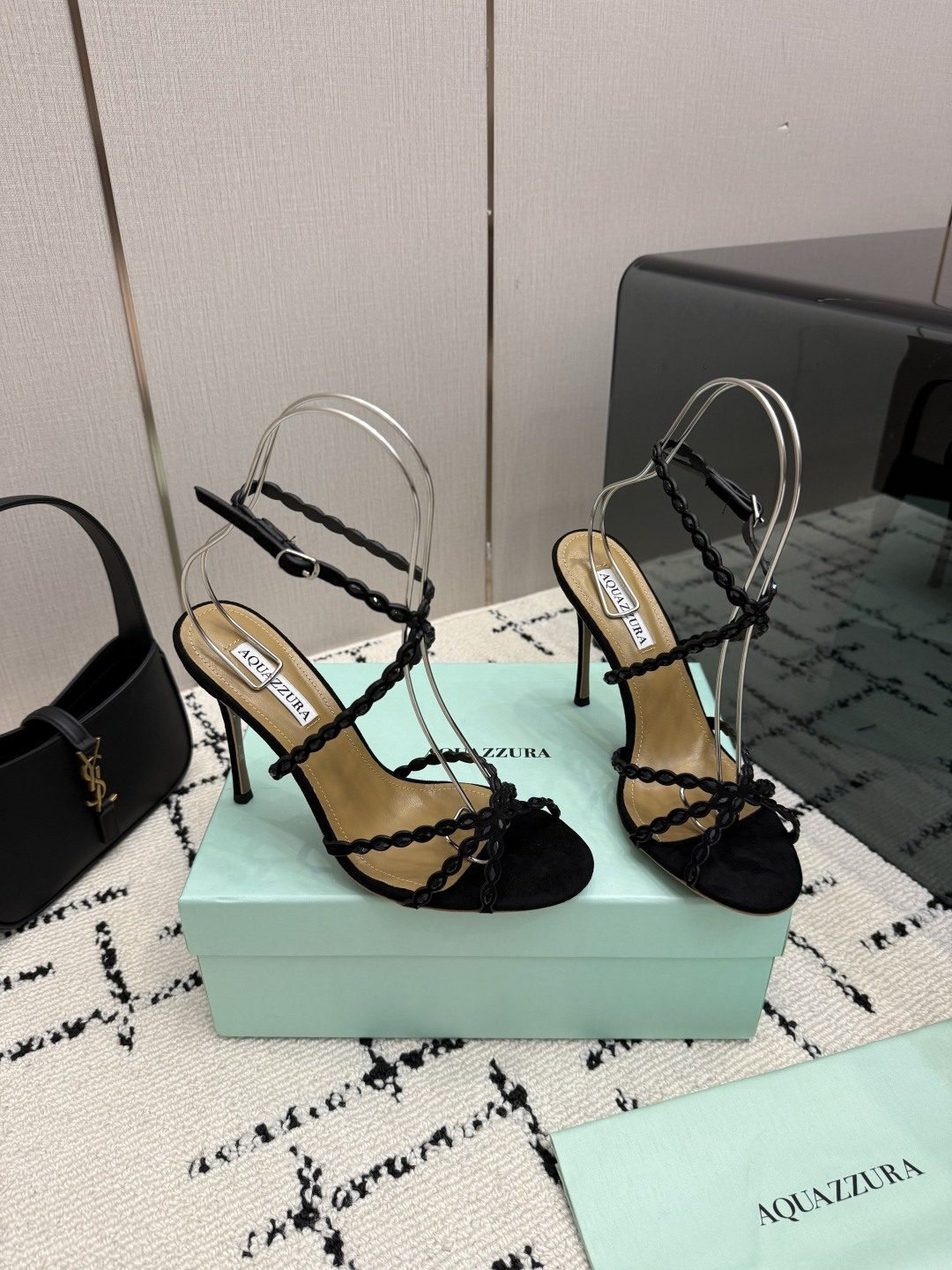 Aquazzura Black Strappy Sandals
