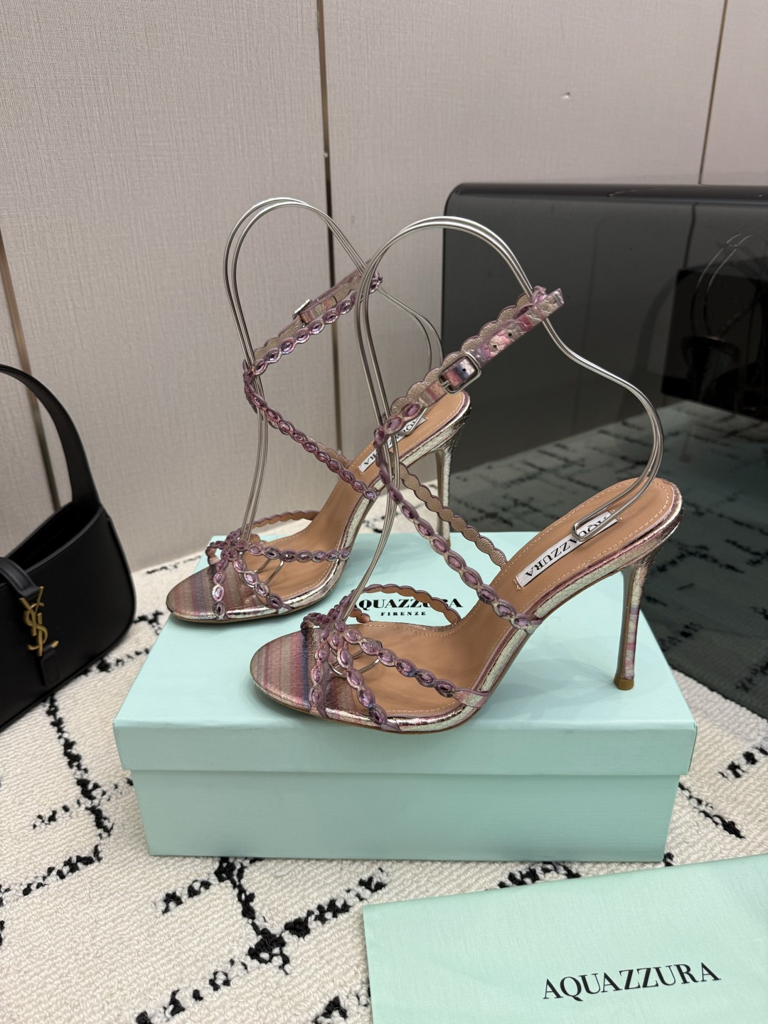Aquazzura Pink Strappy Sandals