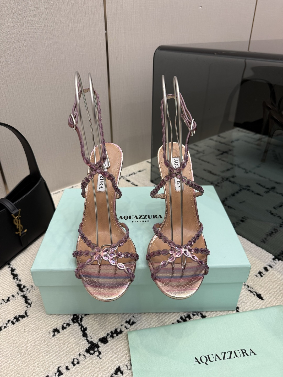 Aquazzura Pink Strappy Sandals