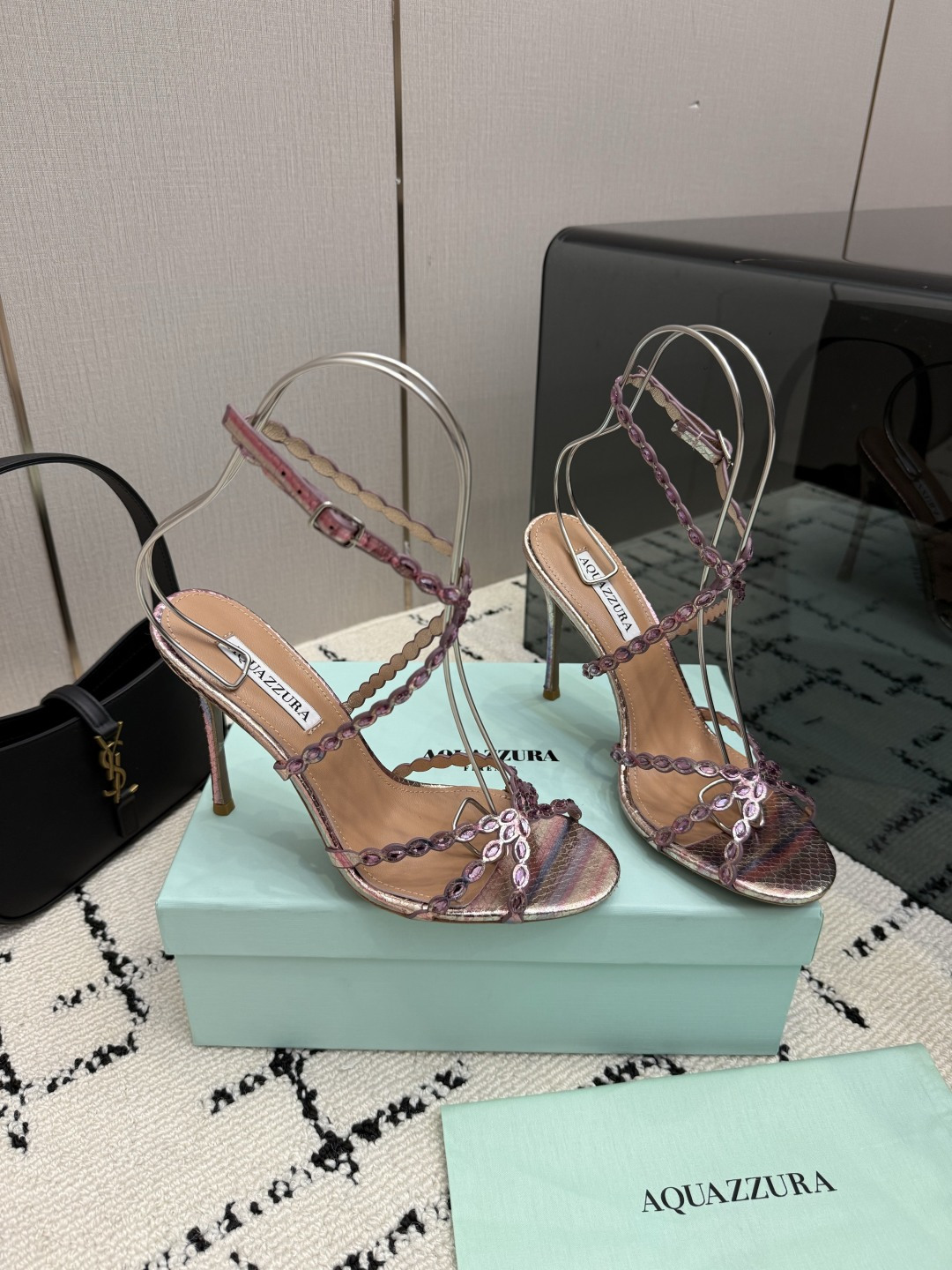 Aquazzura Pink Strappy Sandals