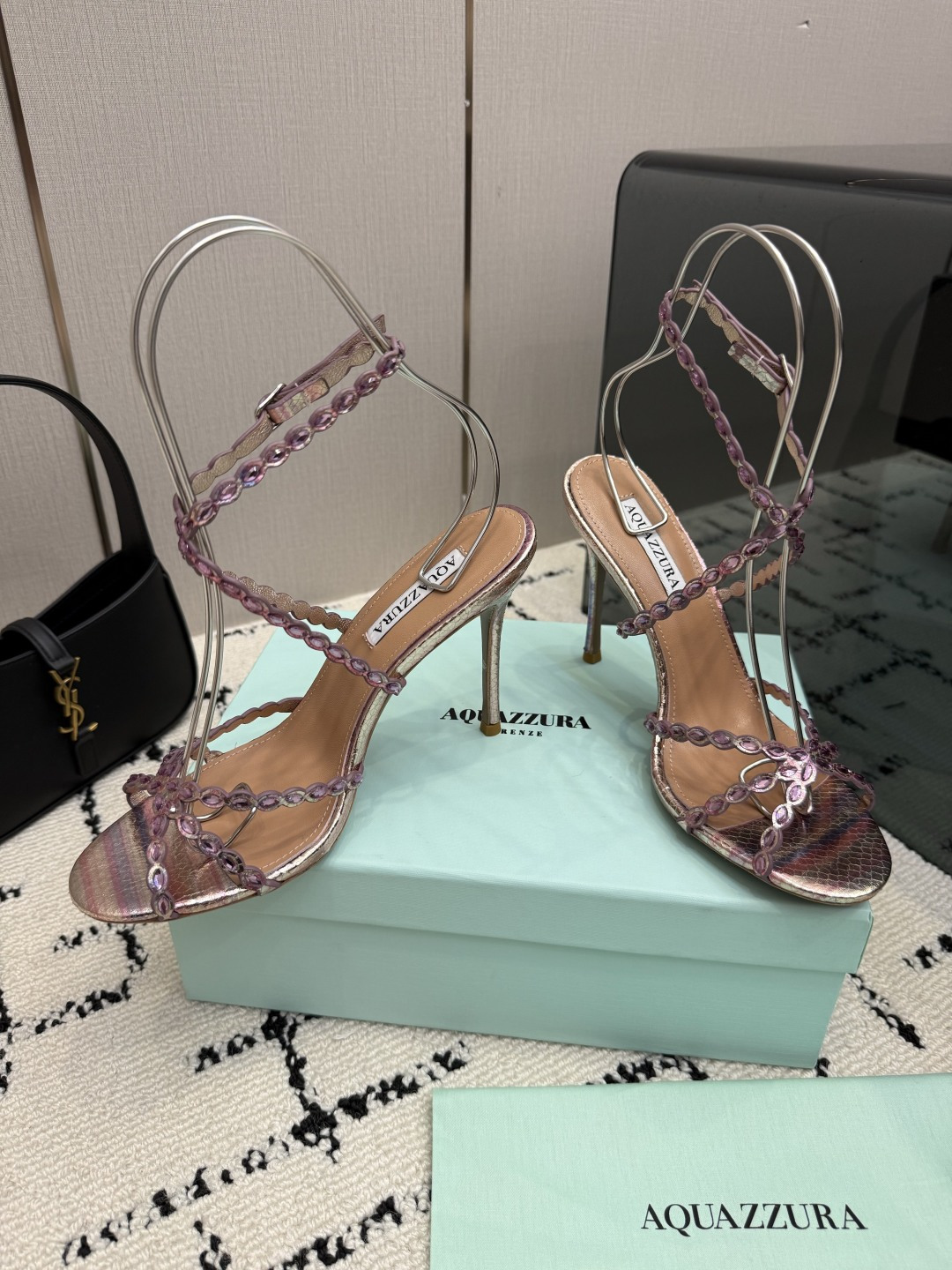 Aquazzura Pink Strappy Sandals