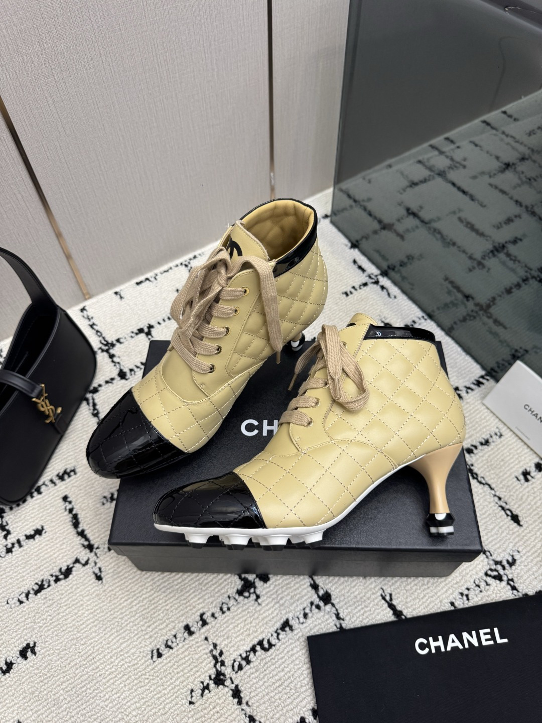 Yellow Cap Toe Ankle Boots
