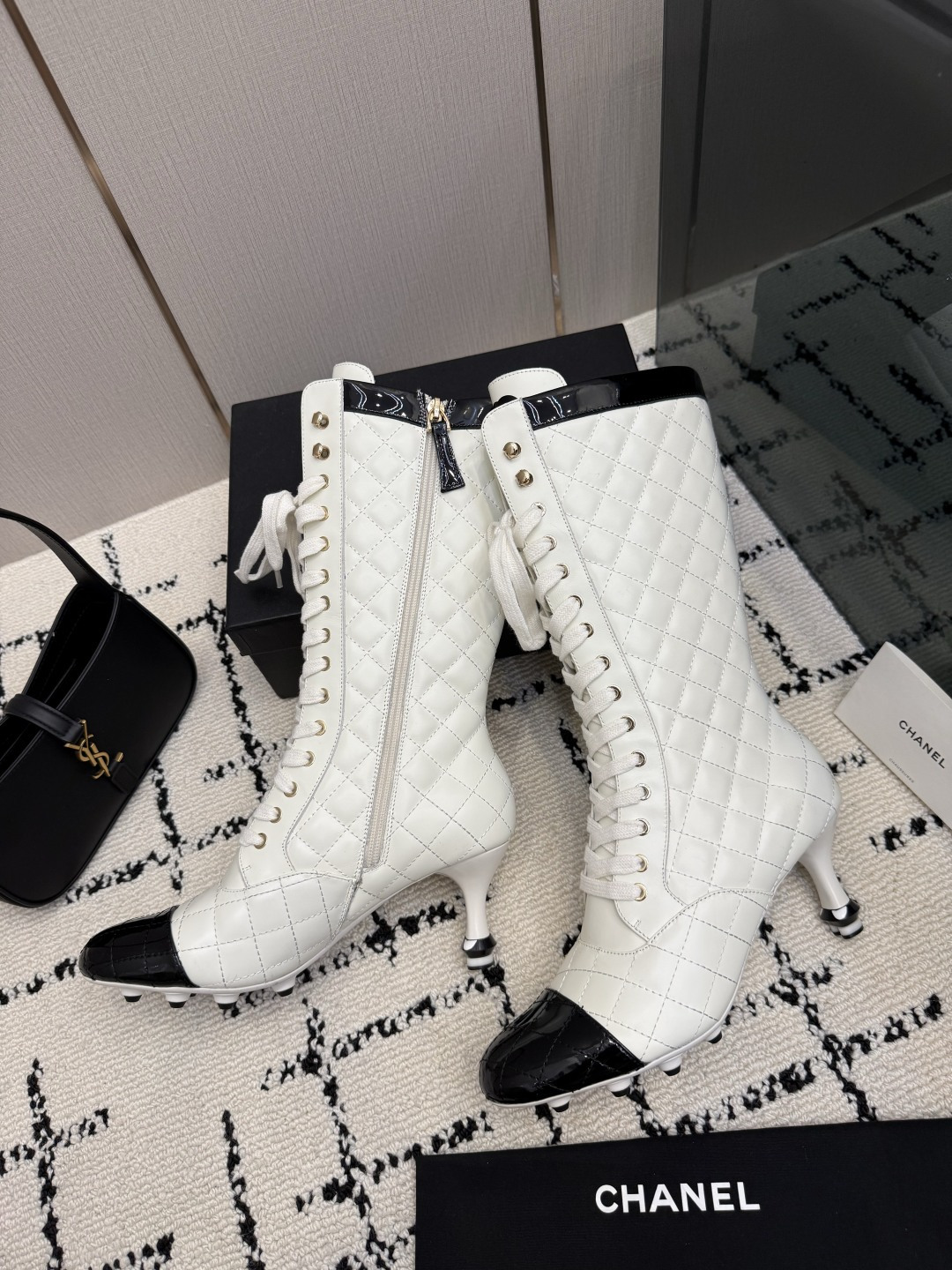 White Quilted Tall Boots