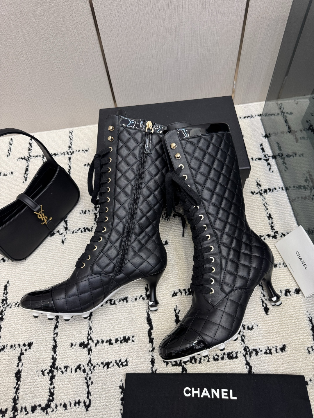 Black Quilted Tall Boots