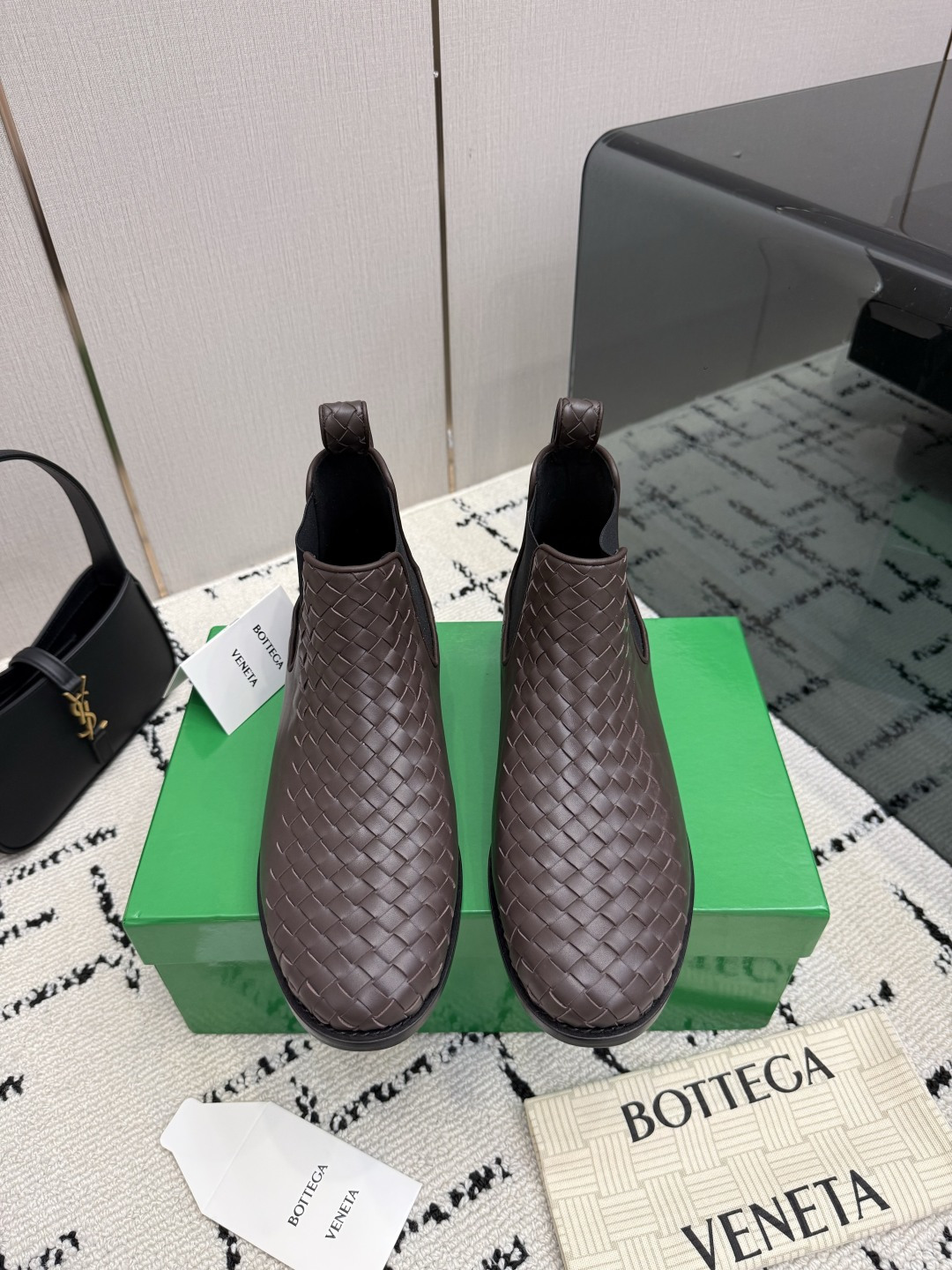 Bottega Veneta Brown Woven Ankle Boots