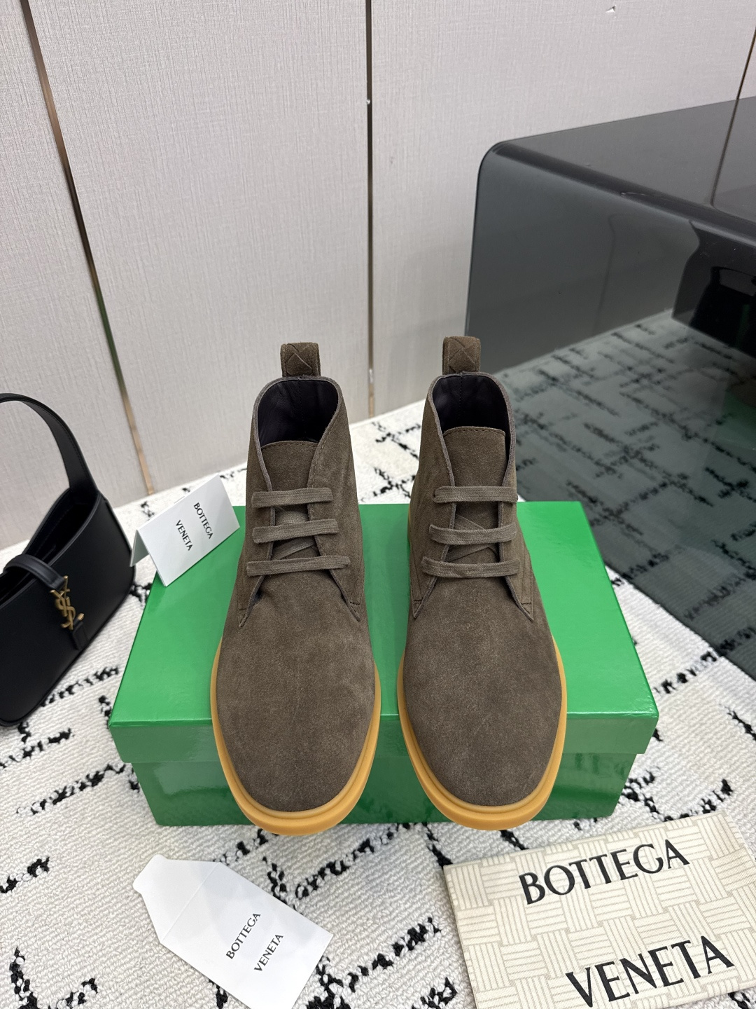 Bottega Veneta Brown Lace Up Ankle Boots