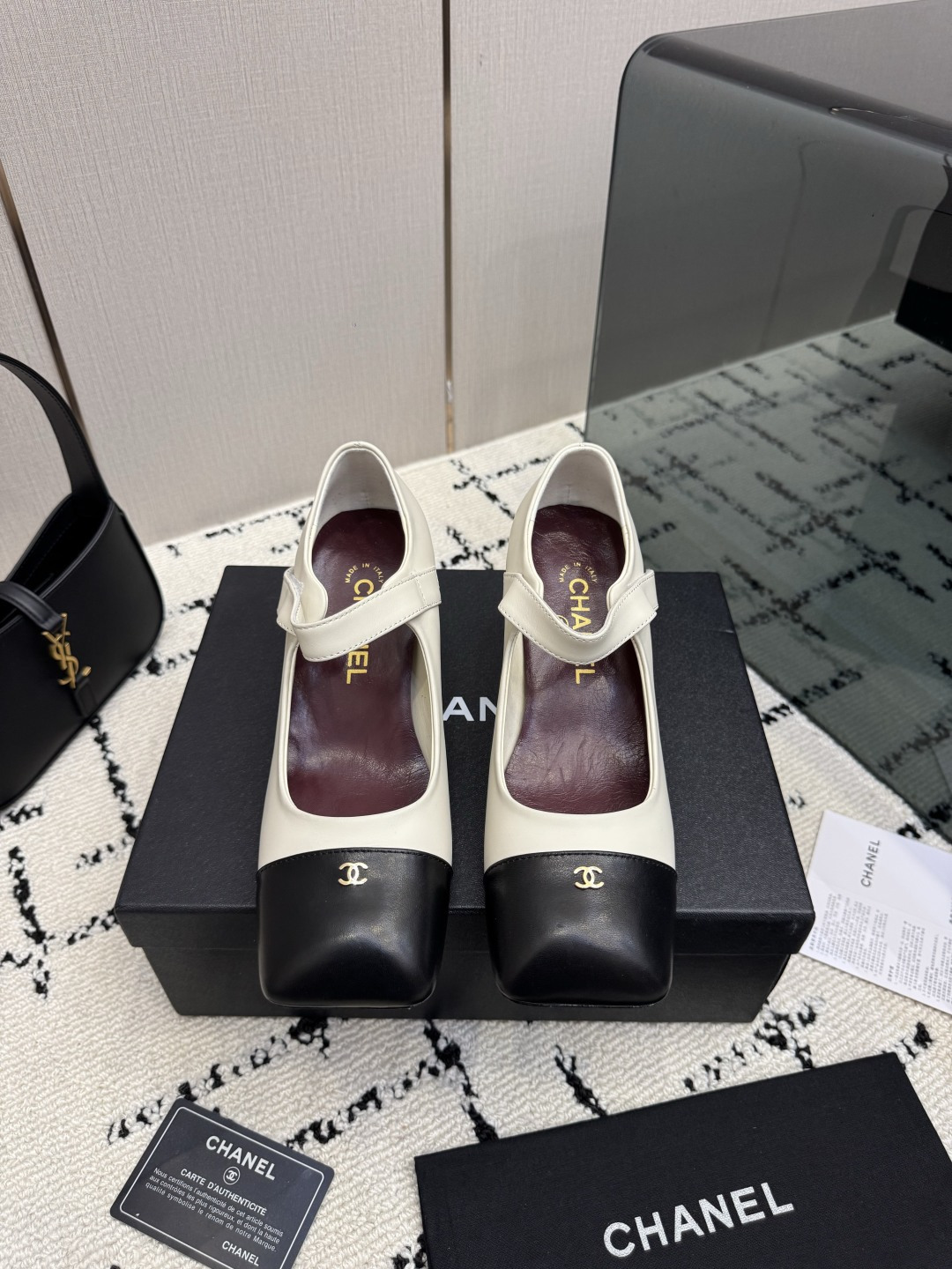 Chanel White Cap-Toe Mary Jane Pumps