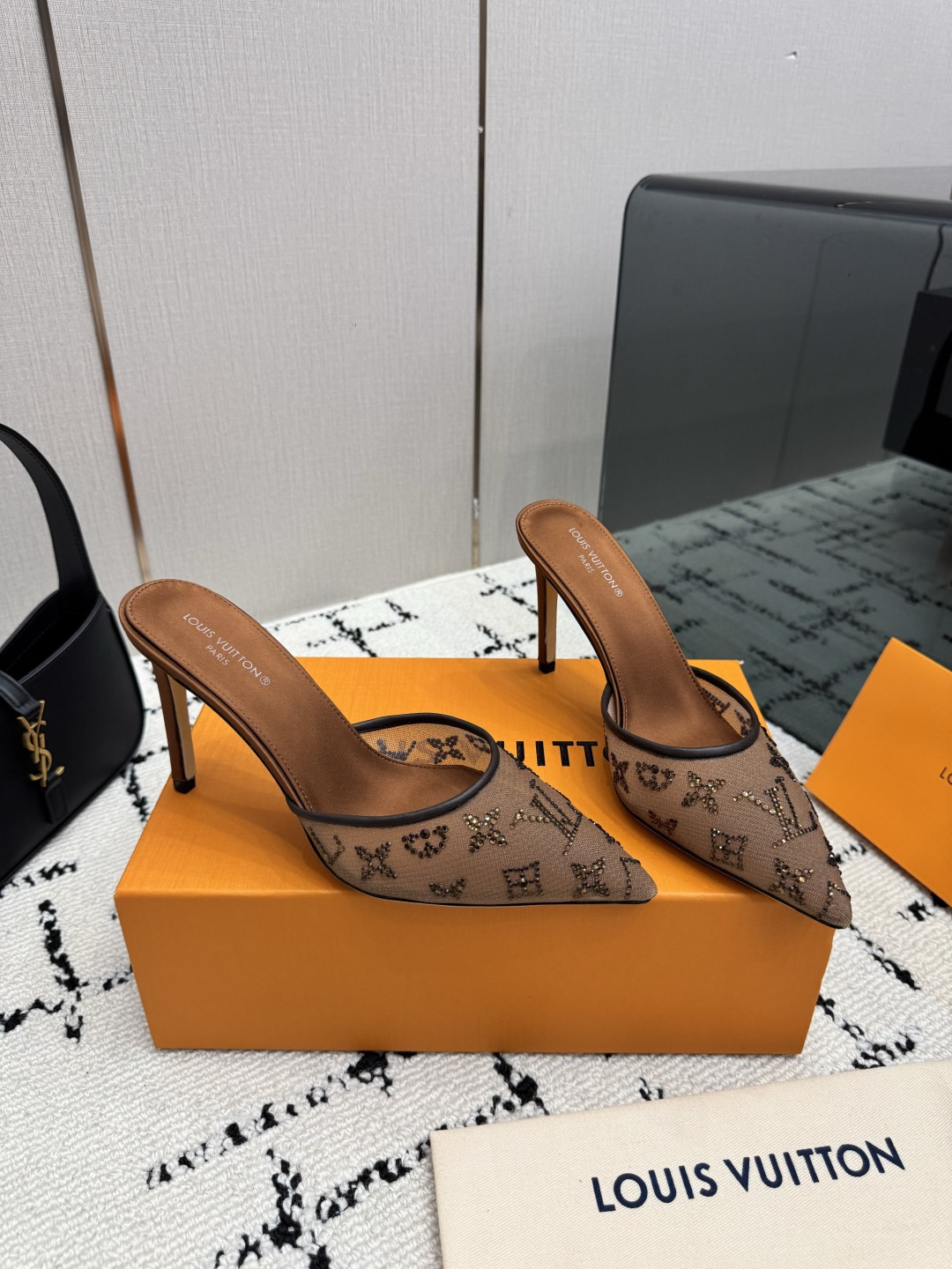 Louis Vuitton Brown Monogram Heeled Mules