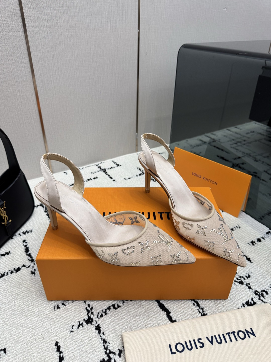 Louis Vuitton Beige Monogram Slingback Pumps