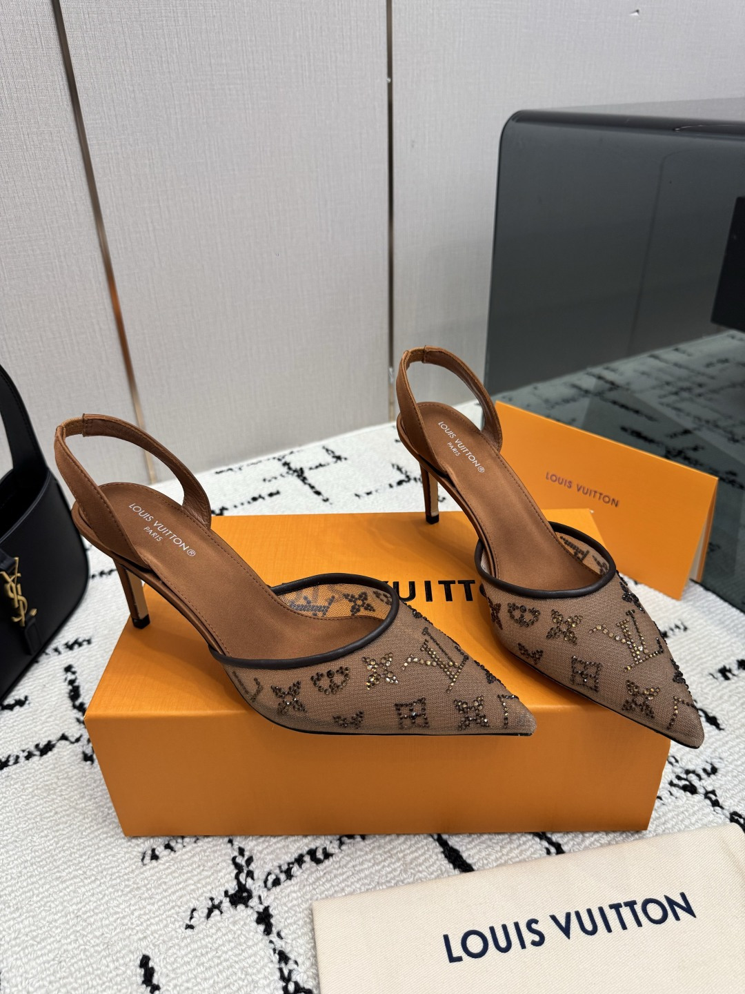 Louis Vuitton Brown Monogram Slingback Pumps