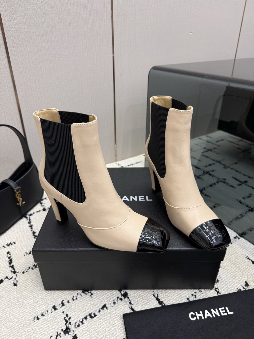 Chanel Beige Cap-Toe Chelsea Boots