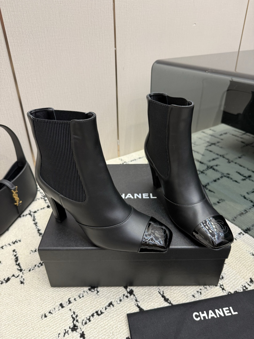 Chanel Black Cap-Toe Chelsea Boots