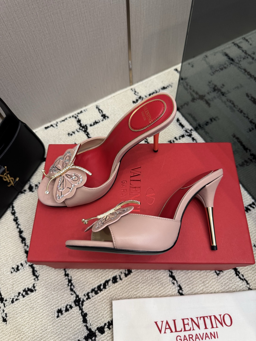 Valentino Pink Embellished High Heel Mules