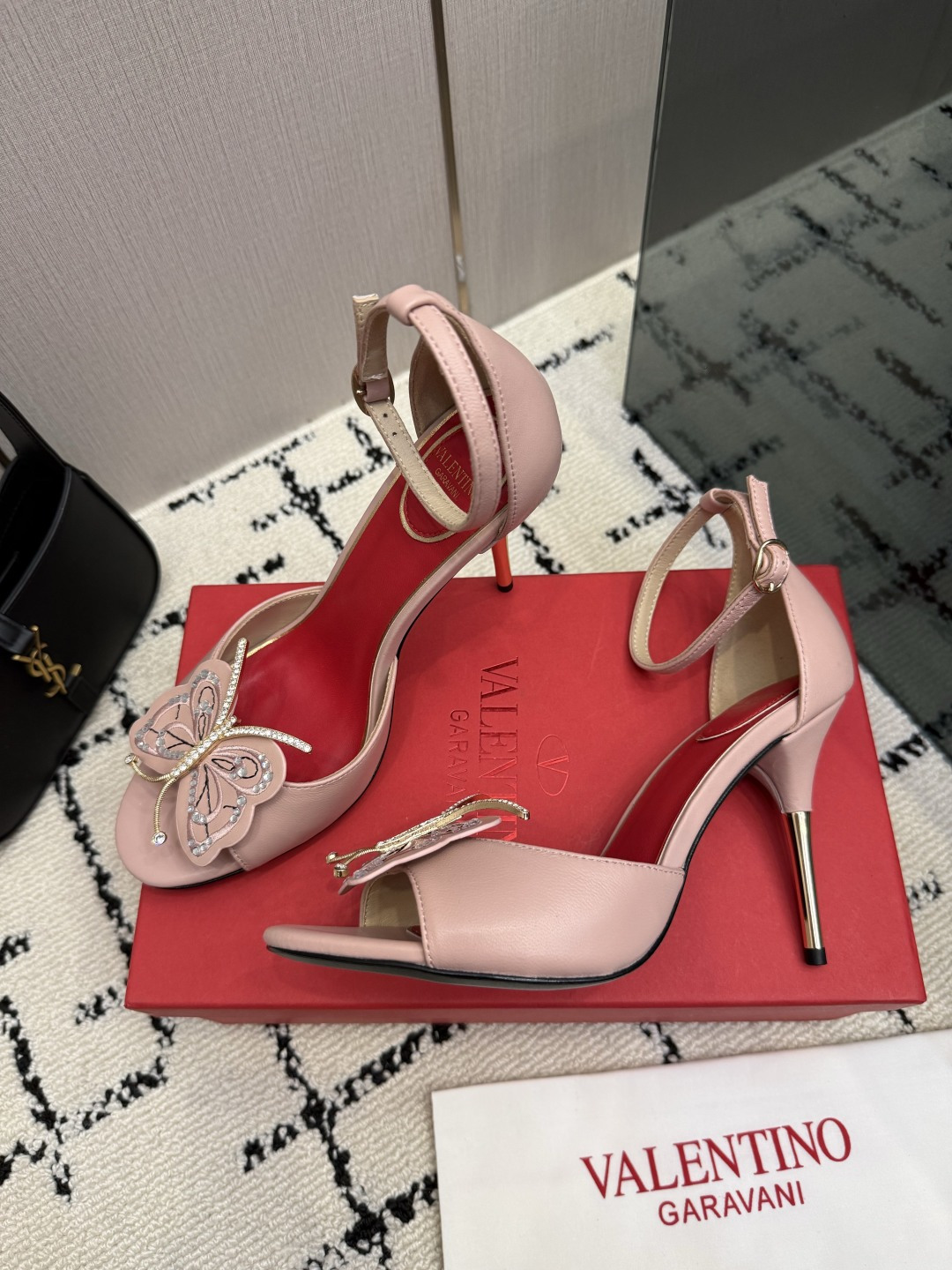 Valentino Pink Embellished Ankle Strap Sandals