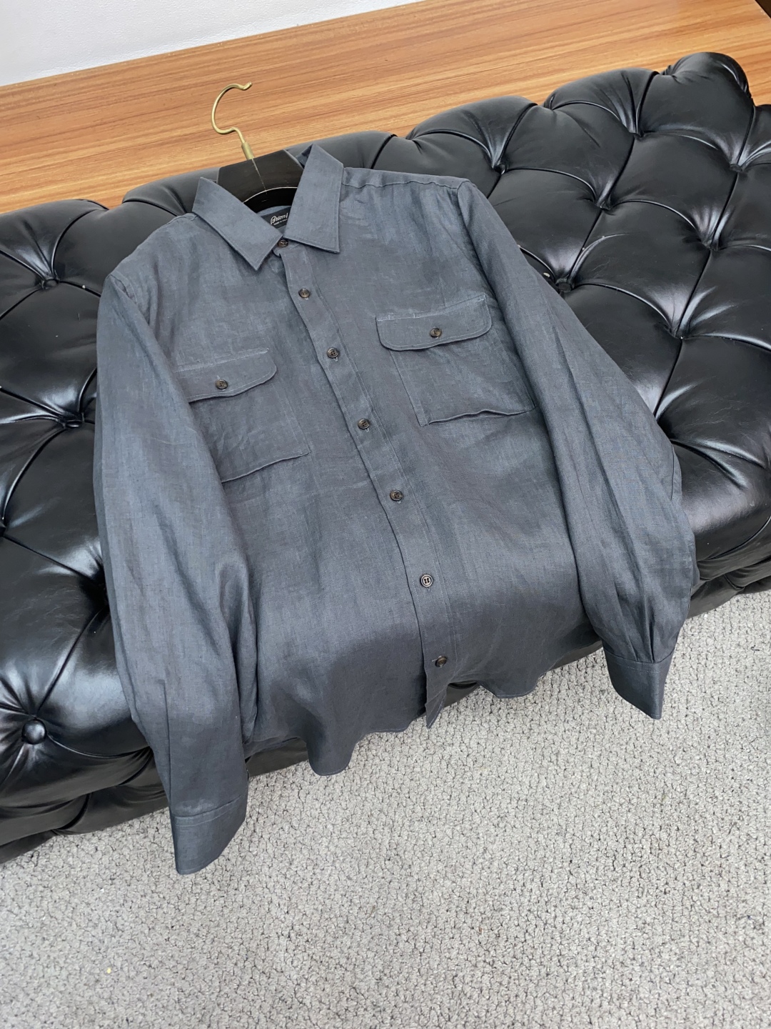 Brioni P770 Linen Shirt: Classic long-sleeve design with retro charm, soft touch, and versatile styling options in multiple colors/sizes. - 图片 8