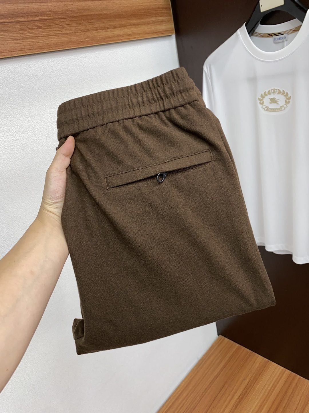 Burberry Men's Wool Blend Brown Track Pants, Joggers, Size M - 4XL