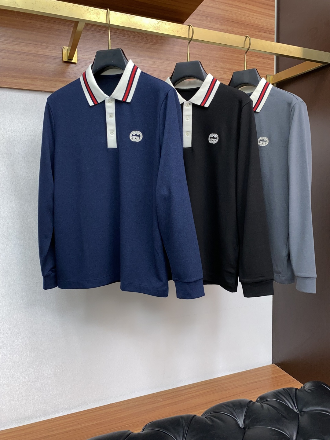  古奇 2025ss新品时尚休闲立领单穿商务休闲高档羊毛材质长袖翻领Polo 舒适保暖！抗起球👍🏼不刺激