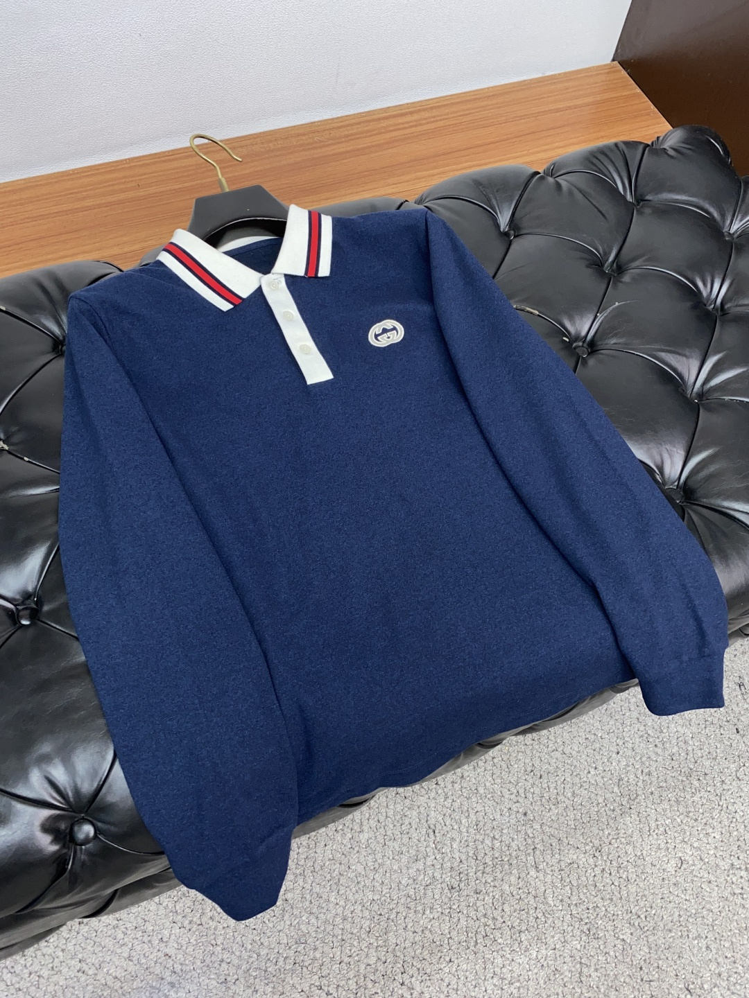  古奇 2025ss新品时尚休闲立领单穿商务休闲高档羊毛材质长袖翻领Polo 舒适保暖！抗起球👍🏼不刺激