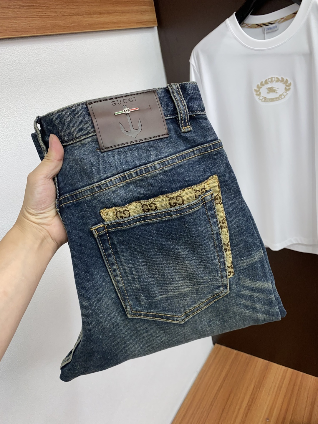  古奇 25男士牛仔裤原厂原布原洗水！进口原版水洗弹力面料，复杂的手工艺叠加，任何一个洗水环节多停留几秒