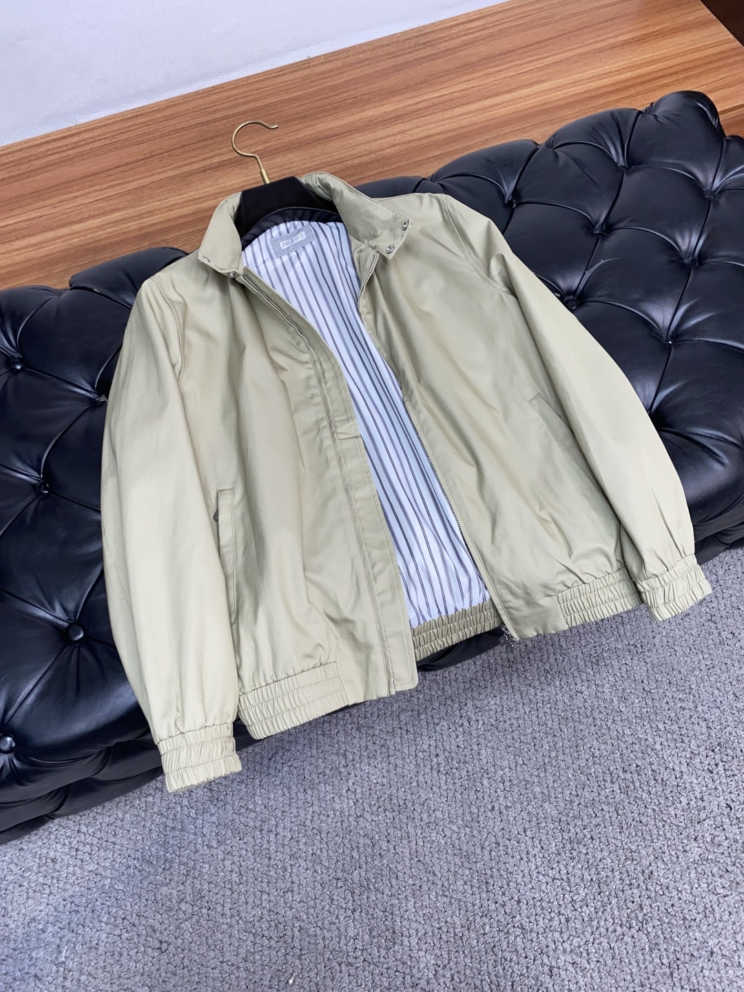 Brunello Cucinelli BC 意大利 老钱风 100%棉立领双扣拉链夹克外套,专柜最新款意