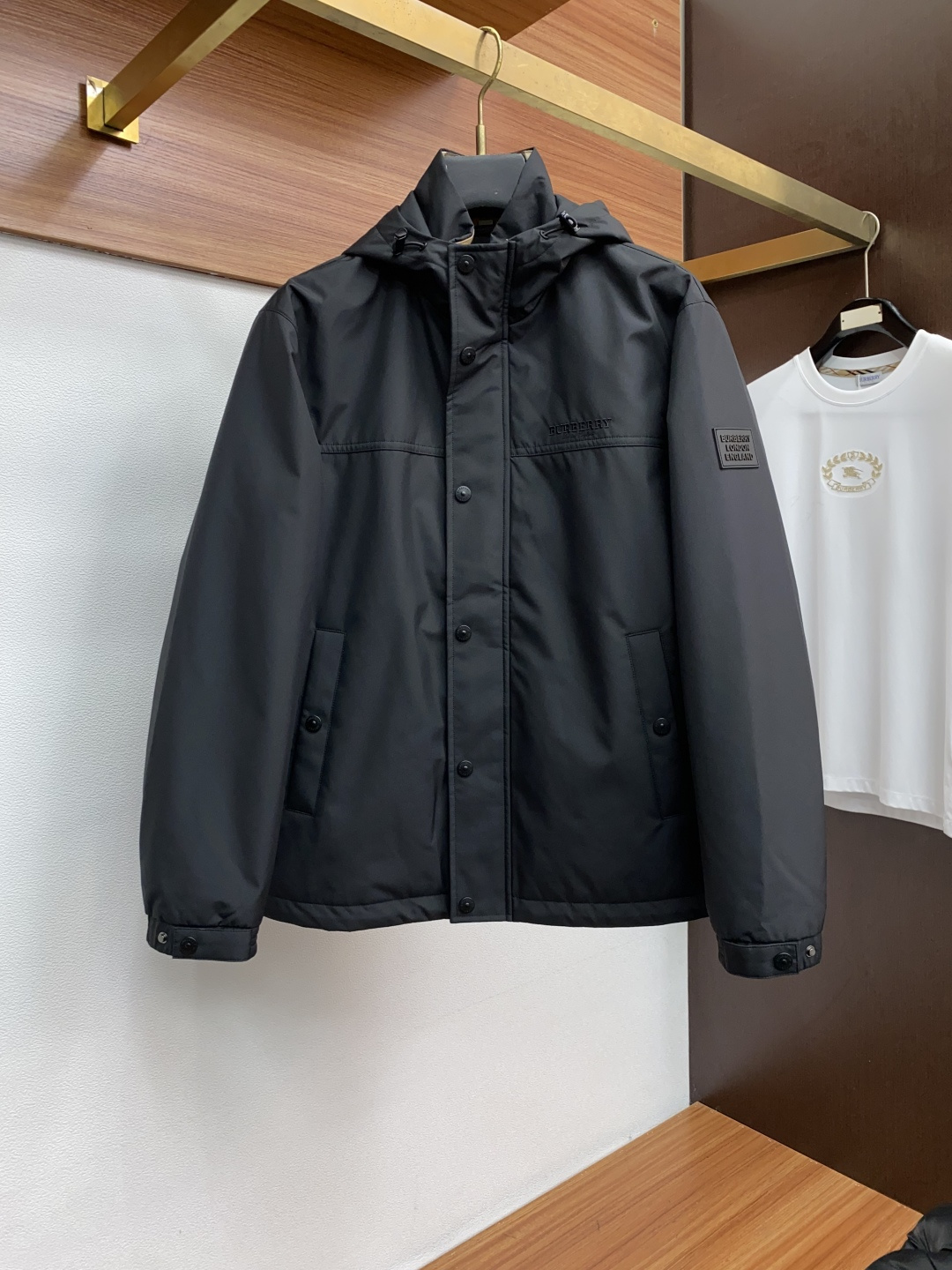 Burberry Men's Black Hooded Jacket, Casual Wear, Outdoor Transition Season