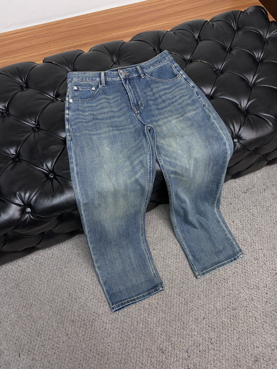 布来奥尼 25ss秋冬 新款 男士老钱风直筒阔腿原单 牛仔裤 秋冬新款超柔软，弹力面料，复杂的手工艺叠加