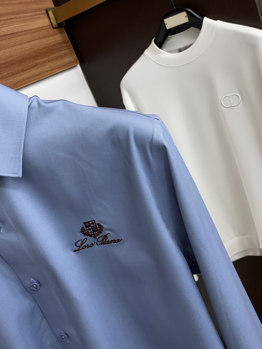 Loro Piana 诺悠翩雅 刺绣长袖衬衫｜利落体面，兼顾商务与日常 甄选顺滑高弹面料，触感细腻垂坠有型，抗皱易打理，