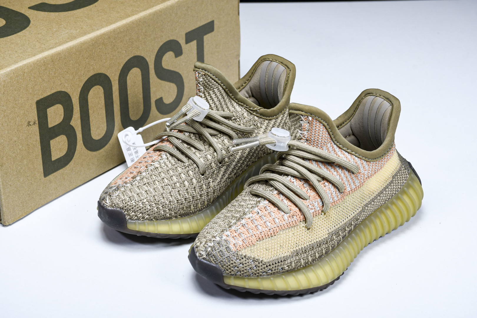 (儿童鞋)YEEZY BOOST 350 V2 真爆软底大小童运动鞋 脏橙 FZ5240#真爆底 魔术扣