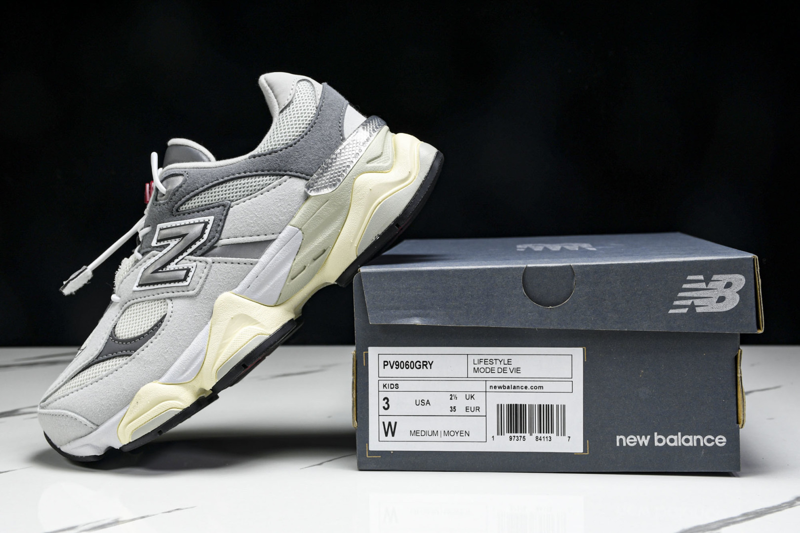 (童鞋)New Balance NB 9060系列 新百伦魔术扣童鞋 PV9060GRY尺寸 28 29