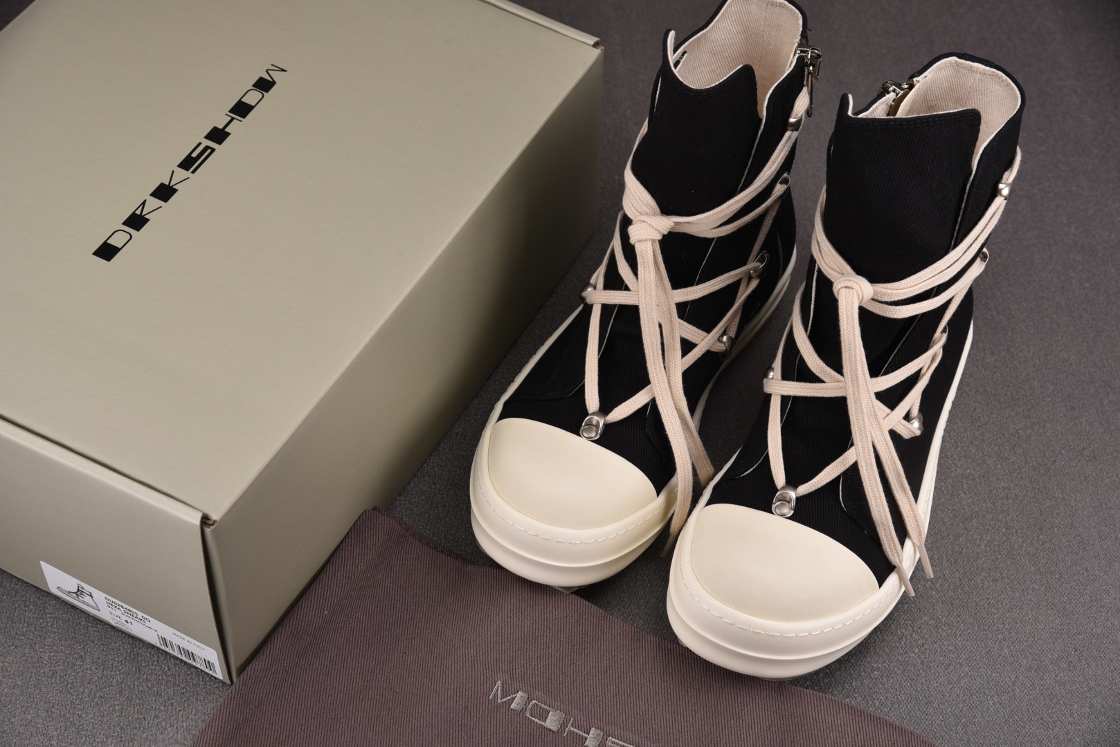  Rick Owens Drkshdw 黑布米白黑 尺码：36 37 38 39 40 41 42 43