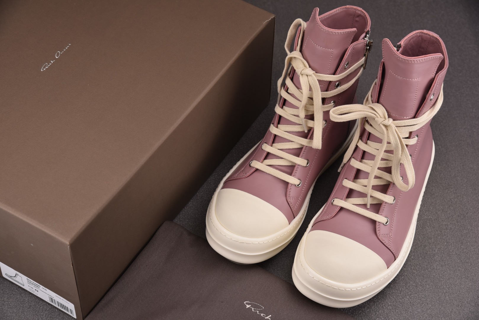  Rick Owens Drkshdw 皮革 米白粉 尺码 36 37 38 39 40 41 42 4