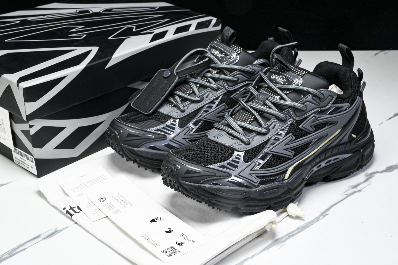  OFF WHITE 黑白三箭头登山厚底老爹鞋增高男女运动休闲鞋_13 尺寸 36 37 38 39 4