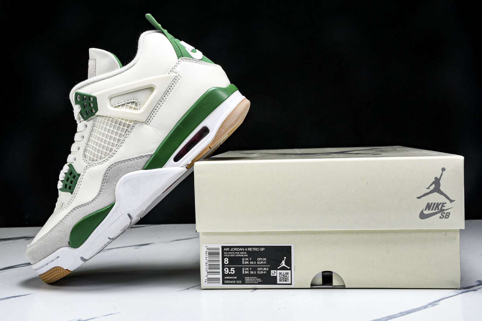  Nk SB x Air Jordan 4 Pine Green AJ4 乔4联名白绿 DR5415-1
