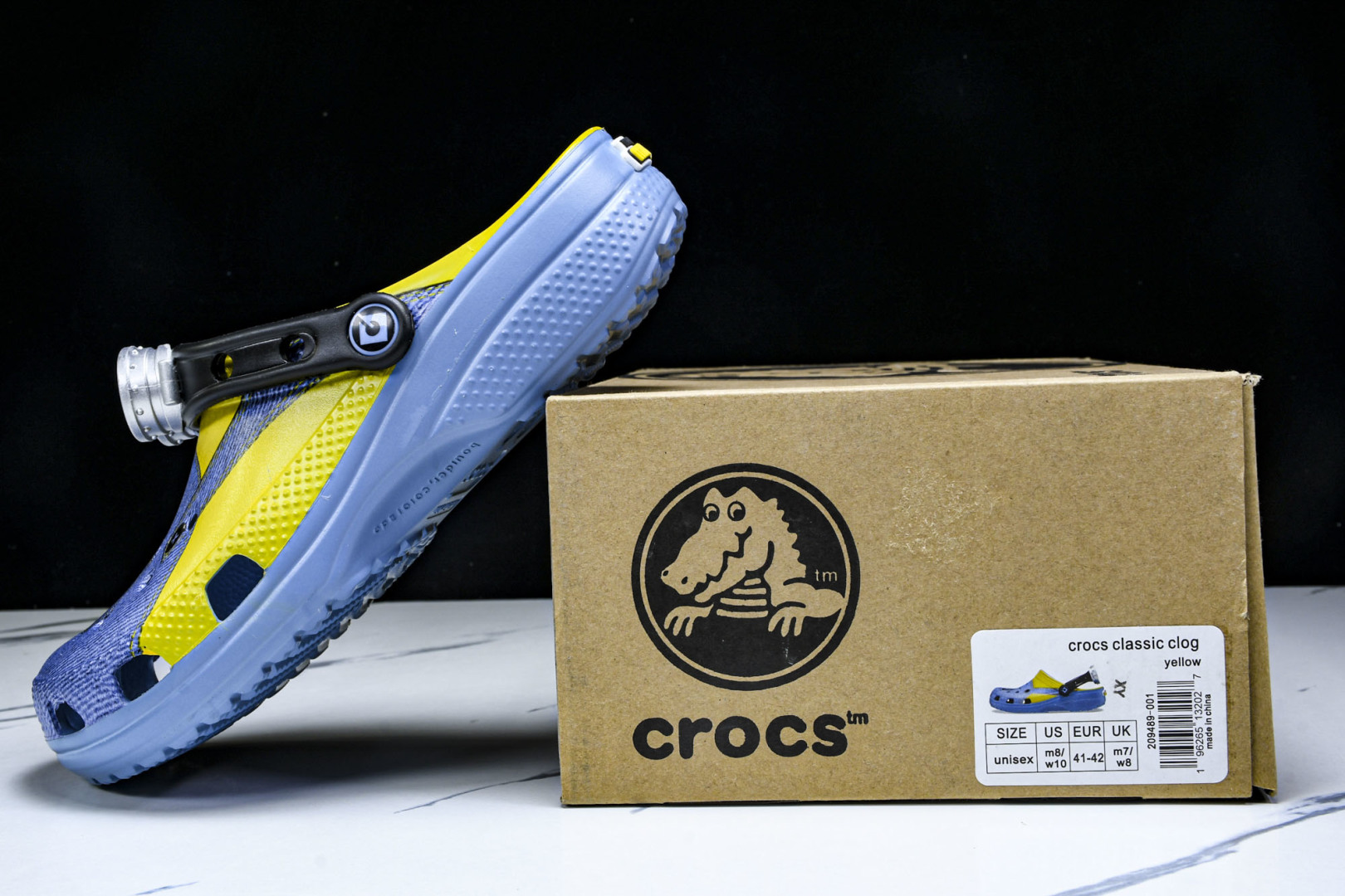  Crocs卡骆驰 小黄人限定合作系列EVA 经典一脚蹬包头洞洞鞋 蓝黄色 -001 尺码：M4（36-