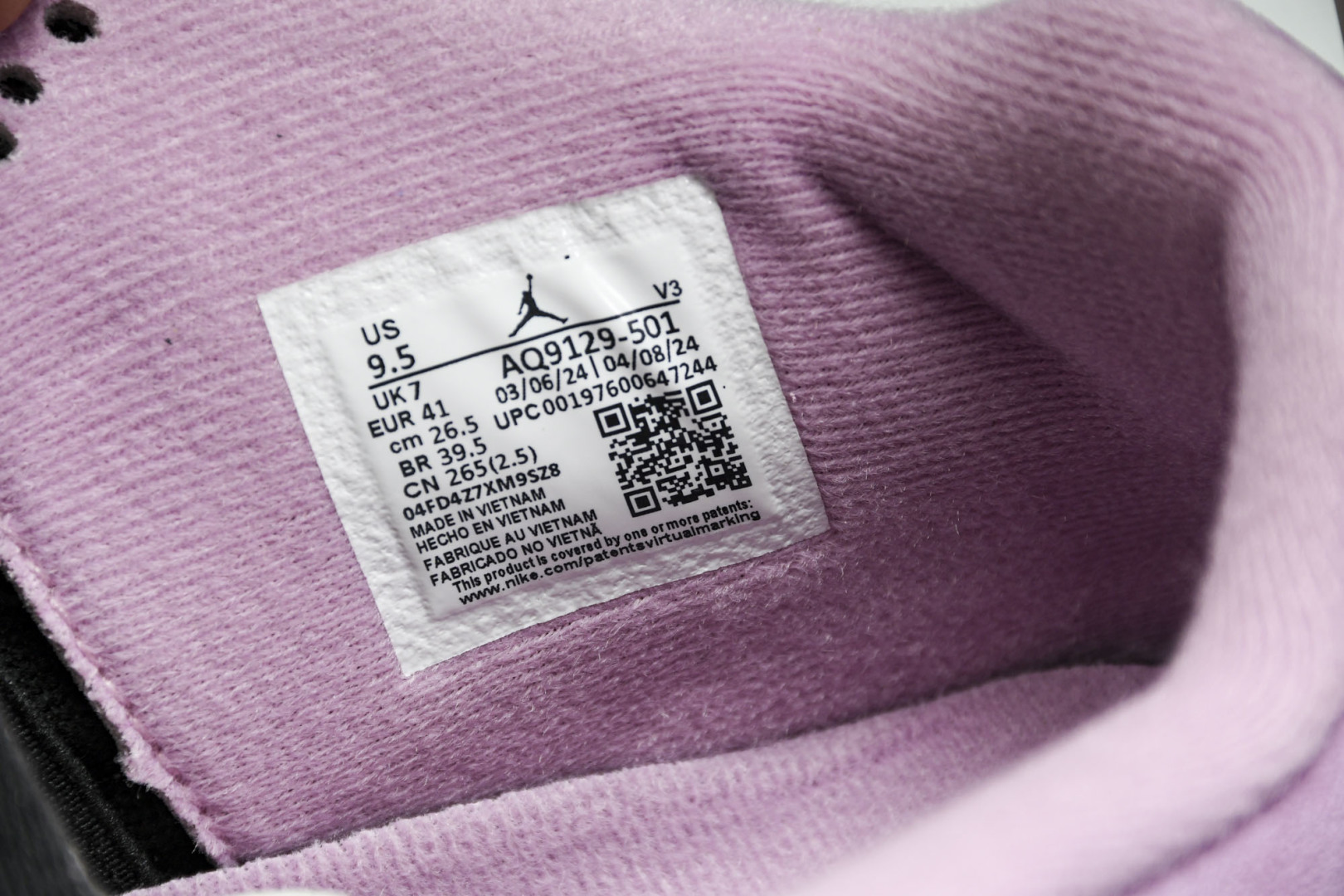  WMNS AIR JORDAN 4 RETRO “Orchid” 猛男粉色 AQ9129-501 尺寸