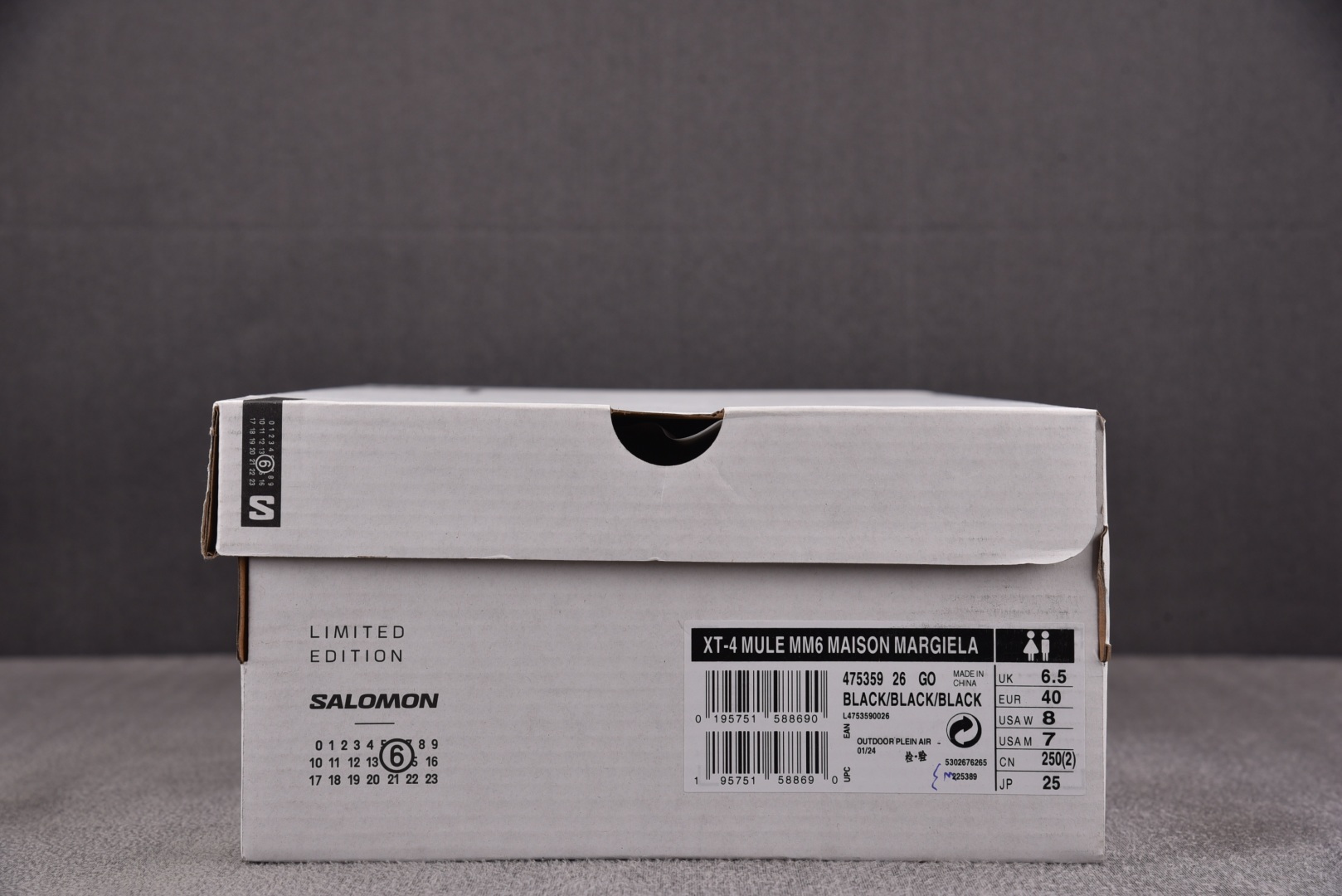  Salomon MM6 Maison Margiela x XT-4 Mule Black 黑色  尺