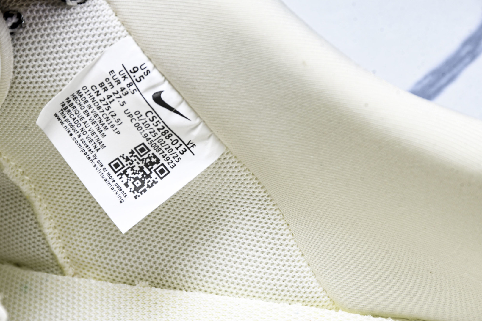 Nike Air Force 1'07 Supreme 联名 米白  货号：CS5288 013 尺寸