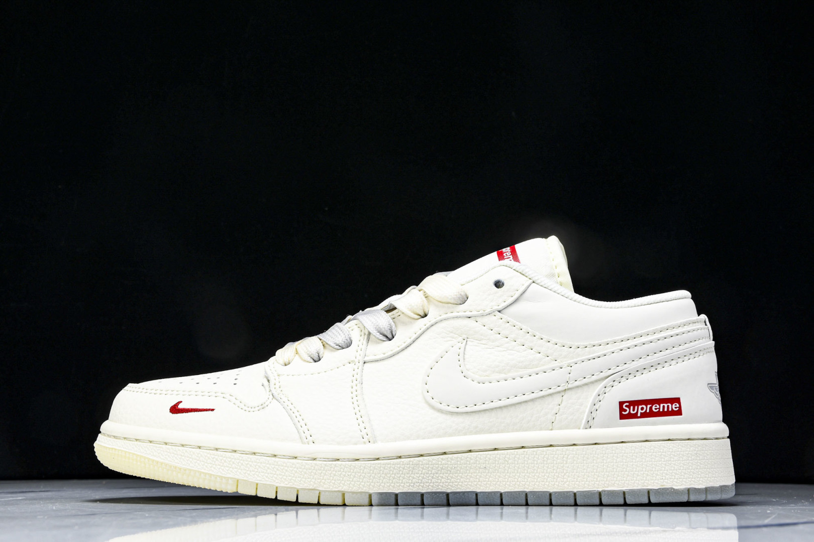  Air Jordan 1 Low AJ1 乔1 Supreme联名 米灰双色 高端定制 低帮复古篮球鞋