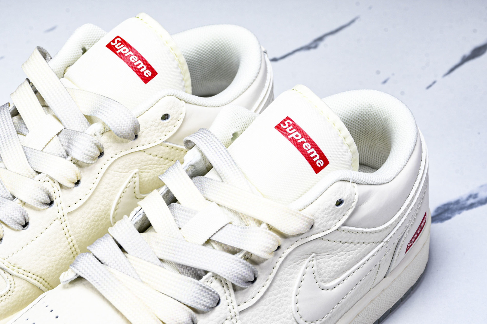  Air Jordan 1 Low AJ1 乔1 Supreme联名 米灰双色 高端定制 低帮复古篮球鞋
