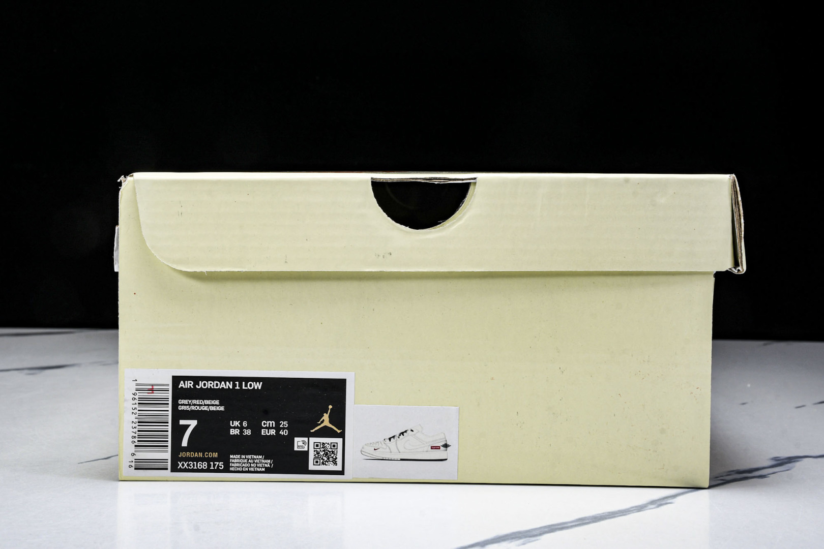  Air Jordan 1 Low AJ1 乔1 Supreme联名 米灰双色 高端定制 低帮复古篮球鞋