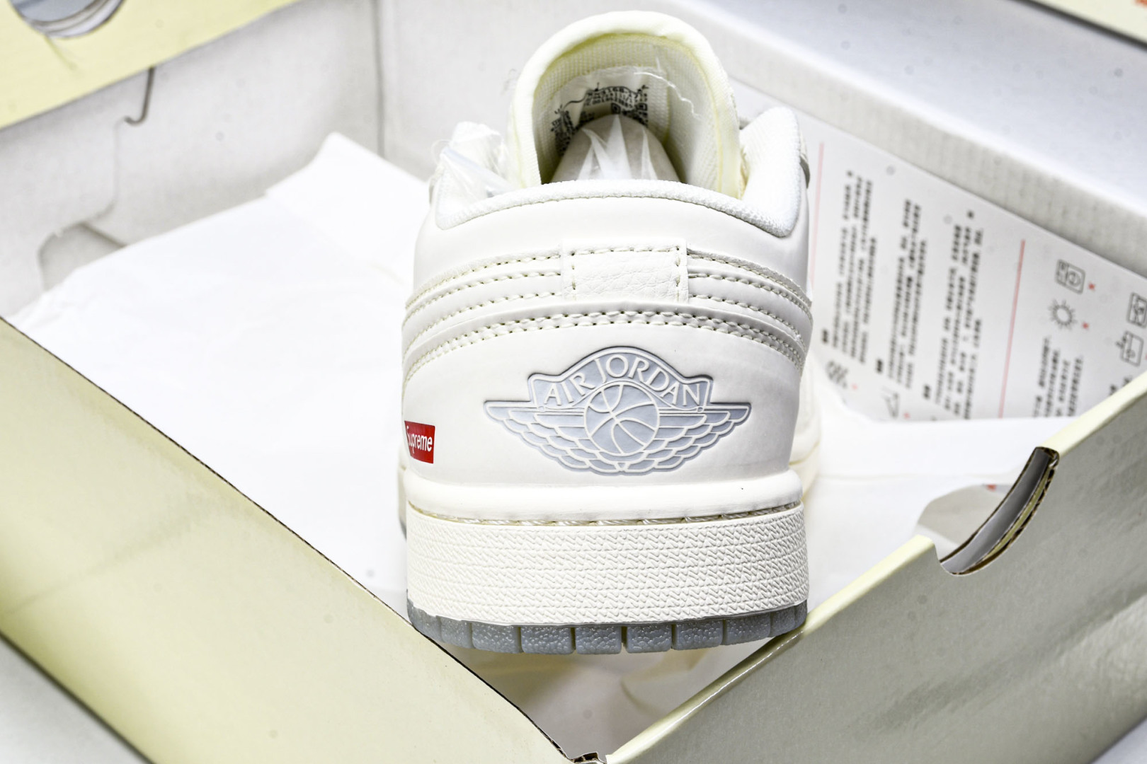  Air Jordan 1 Low AJ1 乔1 Supreme联名 米灰双色 高端定制 低帮复古篮球鞋