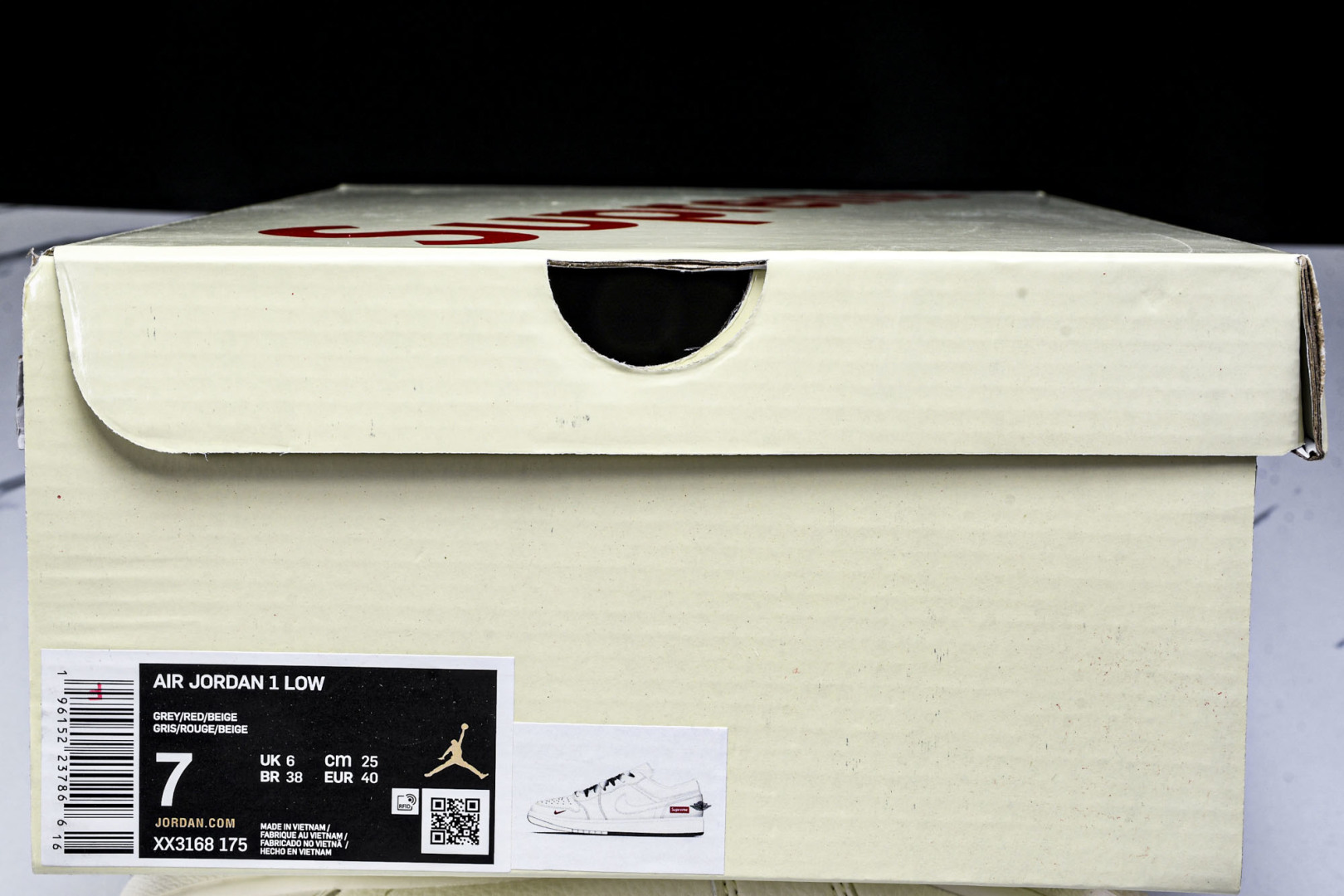  Air Jordan 1 Low AJ1 乔1 Supreme联名 米灰双色 高端定制 低帮复古篮球鞋