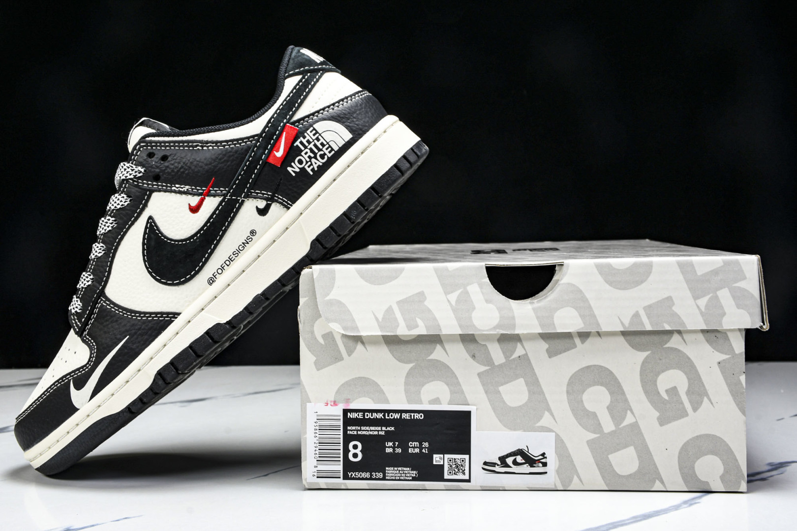  Nike SB Dunk Low 北面联名 黑白黑勾黑勾 周年高端定制 低帮休闲板鞋 YX5066-3