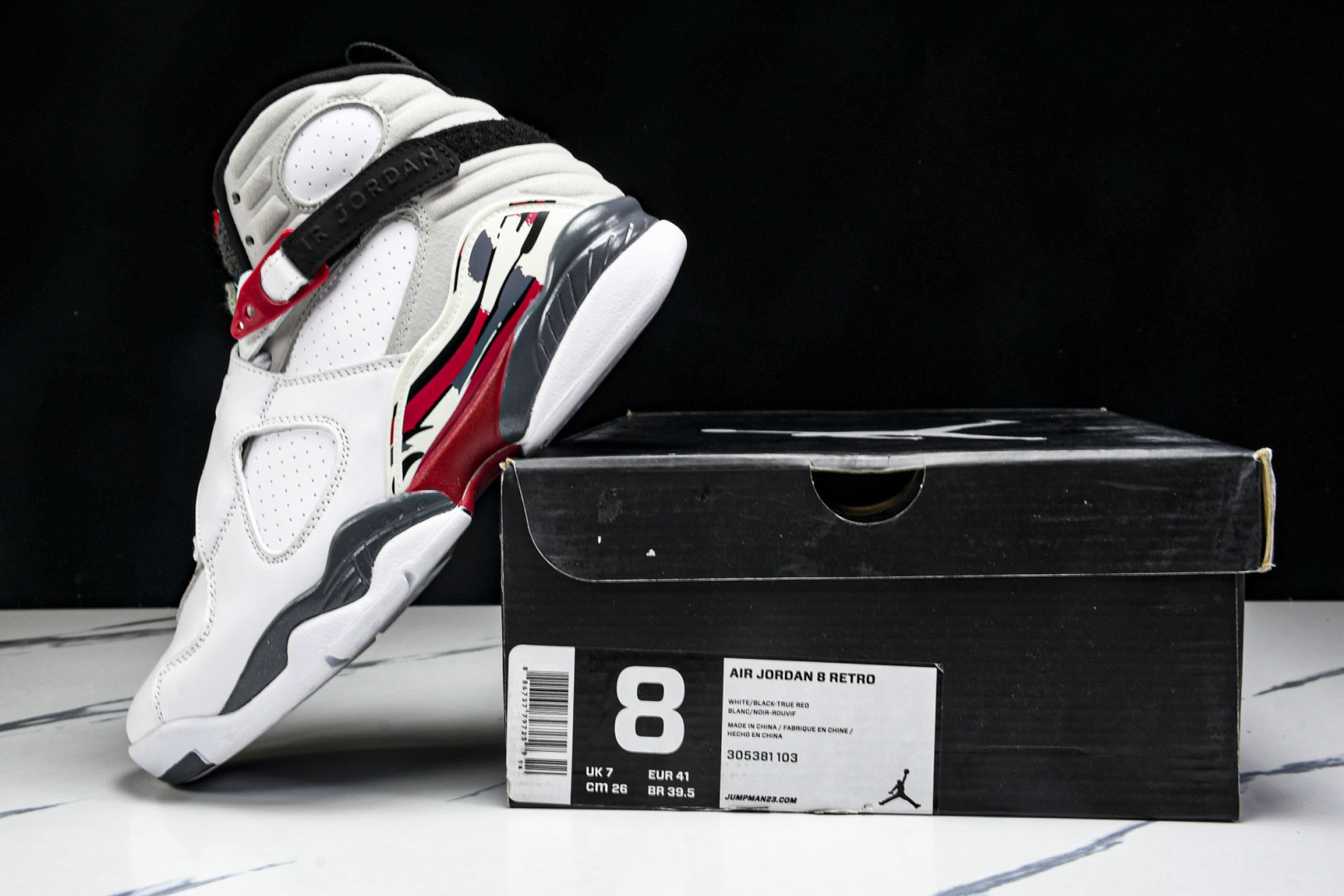  Air Jordan 8 Bugs Bunny AJ8 乔8兔八哥 白灰红 全头层 篮球鞋  货号：-