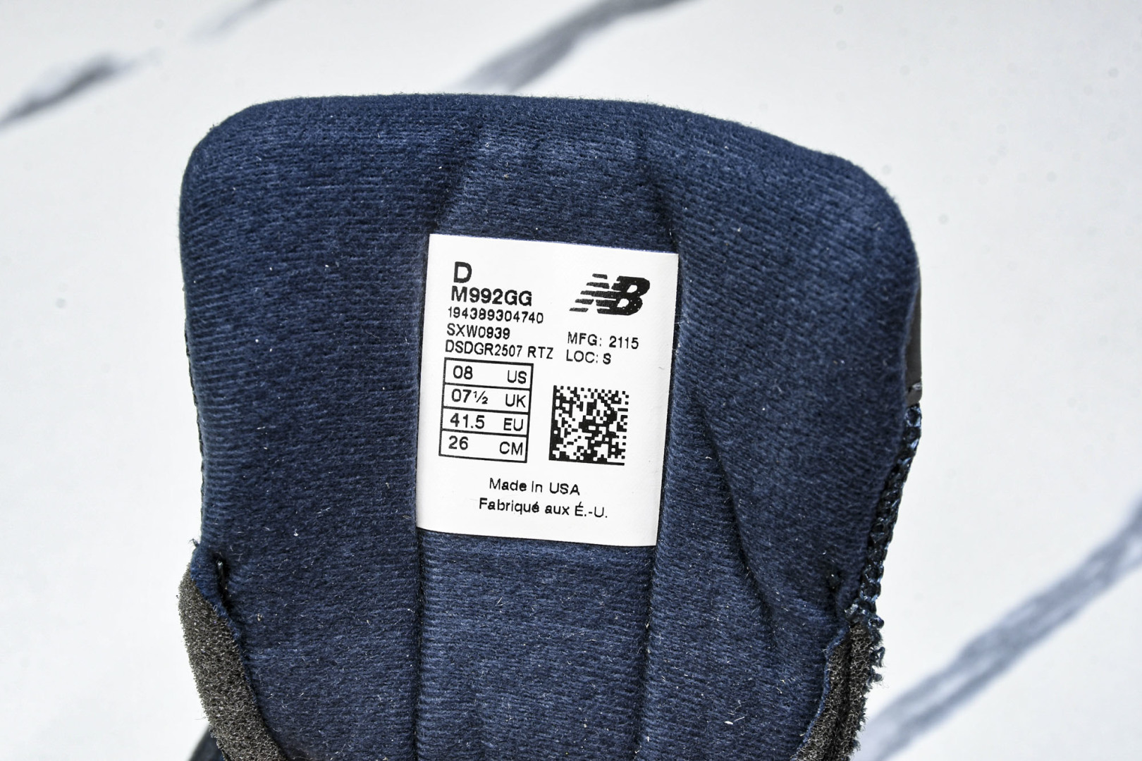  美产 New Balance 992 经典百搭低帮复古休闲跑步鞋 男女同款 海军蓝 M992GG 尺寸