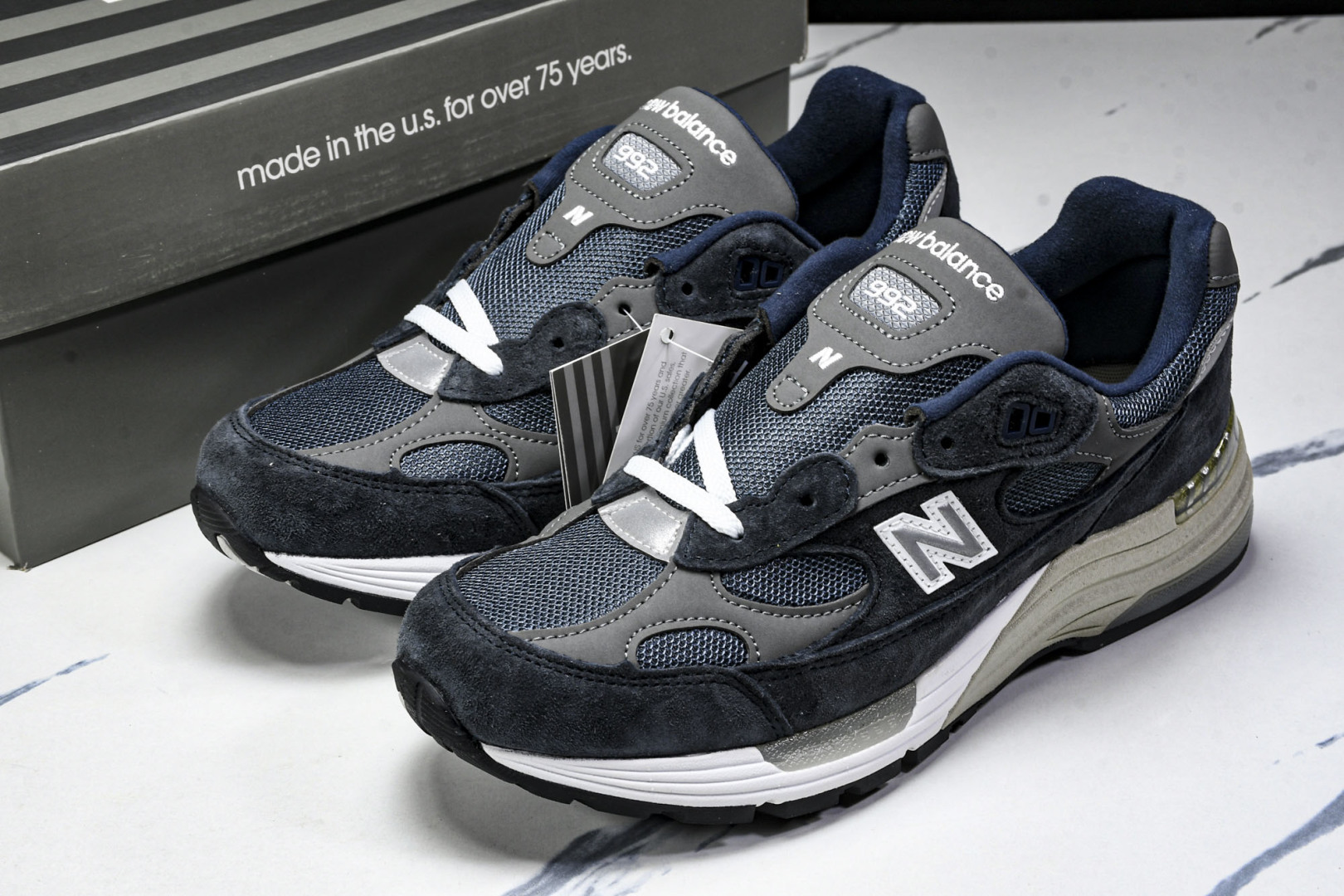  美产 New Balance 992 经典百搭低帮复古休闲跑步鞋 男女同款 海军蓝 M992GG 尺寸