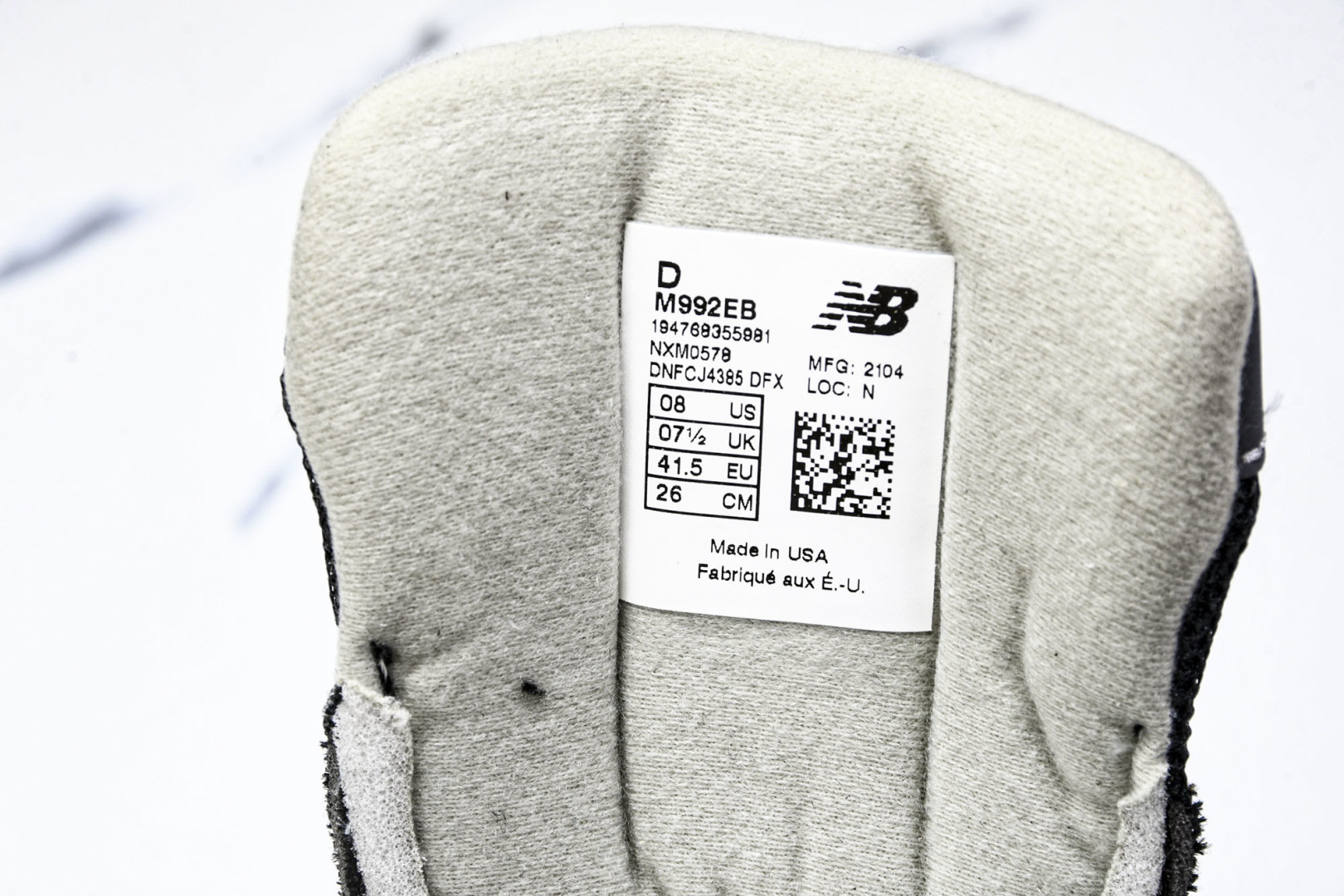  美产 New Balance 992 经典百搭低帮复古休闲跑步鞋 男女同款 黑灰色 M992EB 尺寸