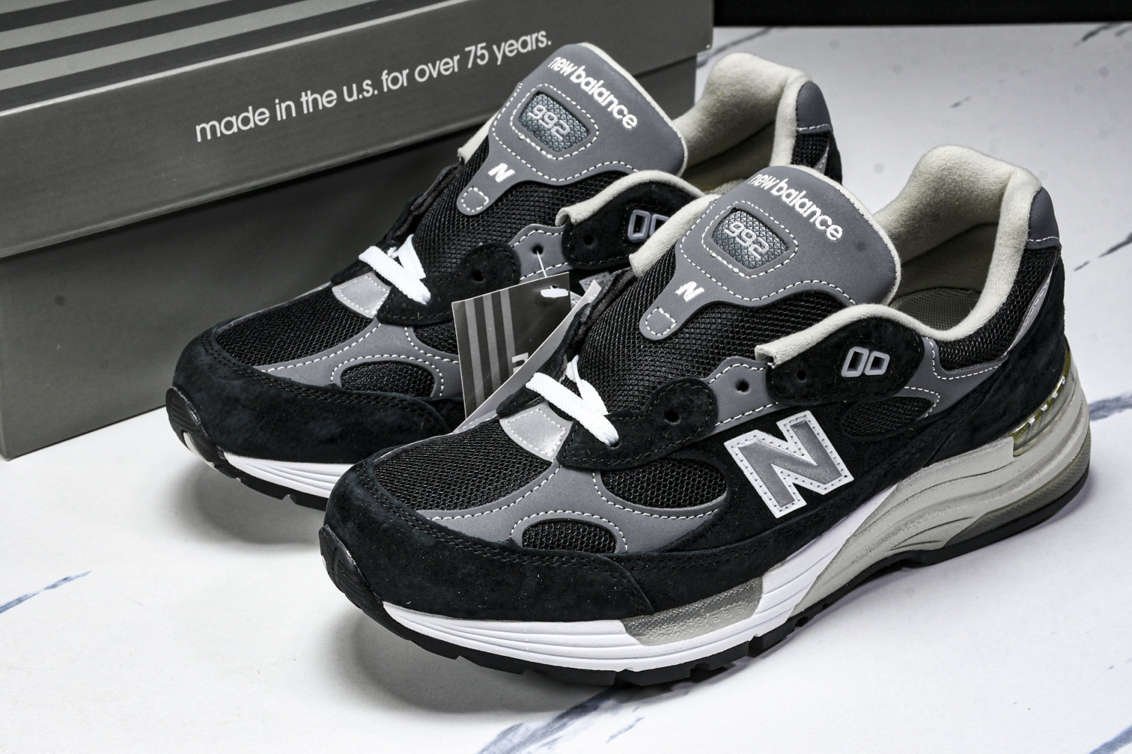  美产 New Balance 992 经典百搭低帮复古休闲跑步鞋 男女同款 黑灰色 M992EB 尺寸