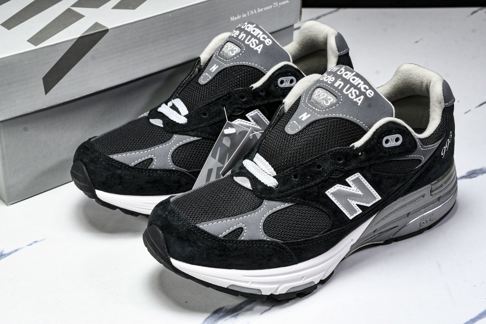  美产 New Balance 993 系列 复古休闲跑步鞋 男女同款 黑灰 MR993BK 尺寸36 